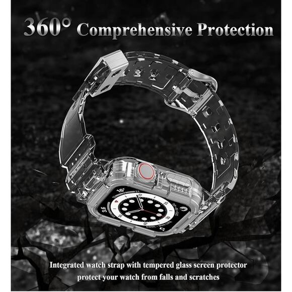 Smart watch Case for 40mm SE Series 6/5/4 clear Band & 2 Screen Protectors - Picture 4 of 6